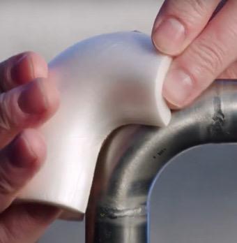 elbow getting sealed onto pipe